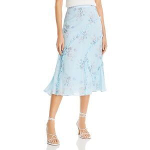 LoveShackFancy Womens Porscha Blue Chiffon Sheer Semi-Formal Midi Skirt NWT
